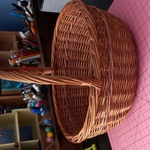 Vintage woven basket with handle